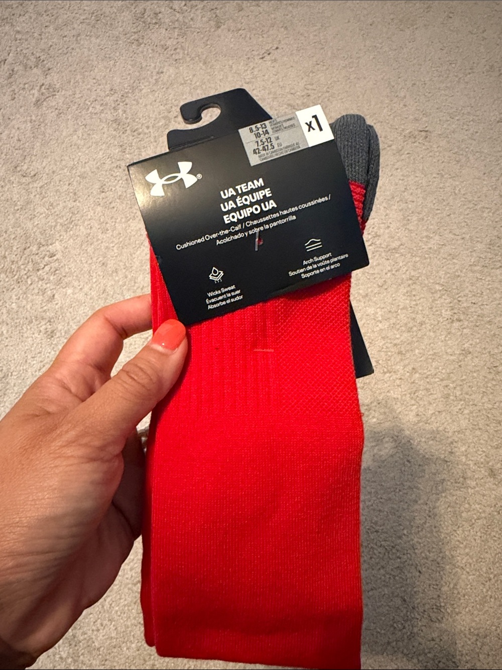 Under Armour UA Team Men's Red over the calf Athletic Socks